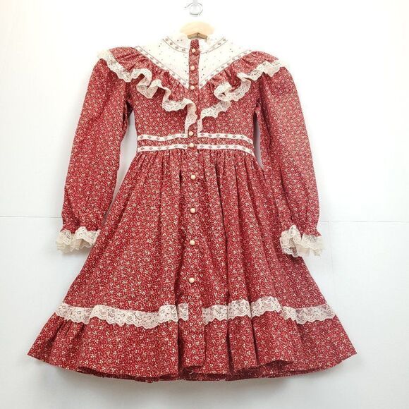 Girls Christmas Dress Handmade Mistletoe Holiday Vintage Cottagecore Size 4-5 - Picture 6 of 13